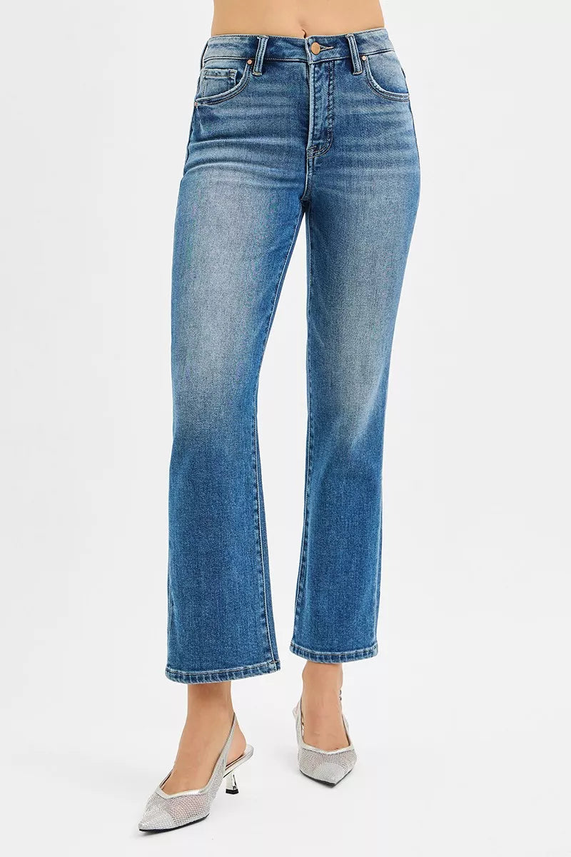 RISEN Tummy Control High Rise Crop Straight Jeans | Jeans Daverri Fashions