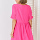 Zenana Swiss Dot Rolled Short Sleeve Babydoll Dress Babydoll Dresses