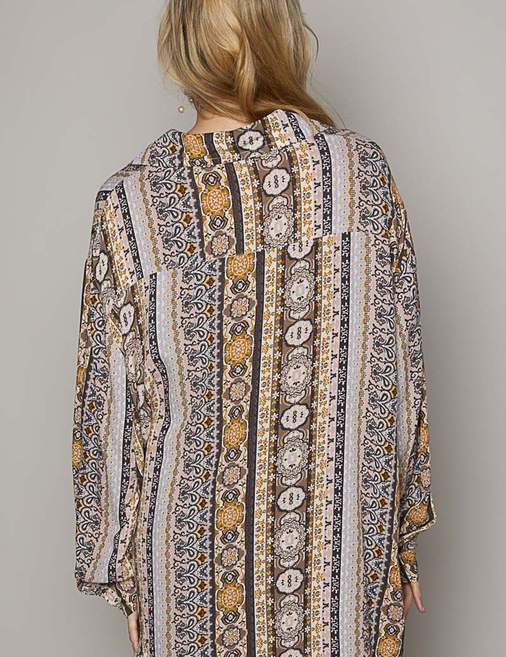 POL Long Sleeve Button Down Printed Shirt