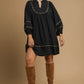 Umgee Full Size Textured Babydoll Dress with Leopard Trim Plus Size