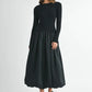 MABLE Ribbed Poplin Mix Midi Sweater Dress Midi Dresses