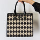 David Jones Argyle Pattern PU Leather Handbag - DAVERRI FASHIONS