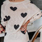 Beige off-the-shoulder heart scoop neck long sleeve sweater