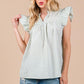 Ces Femme Plaid Notched Ruffled Cap Sleeve Blouse Blouses