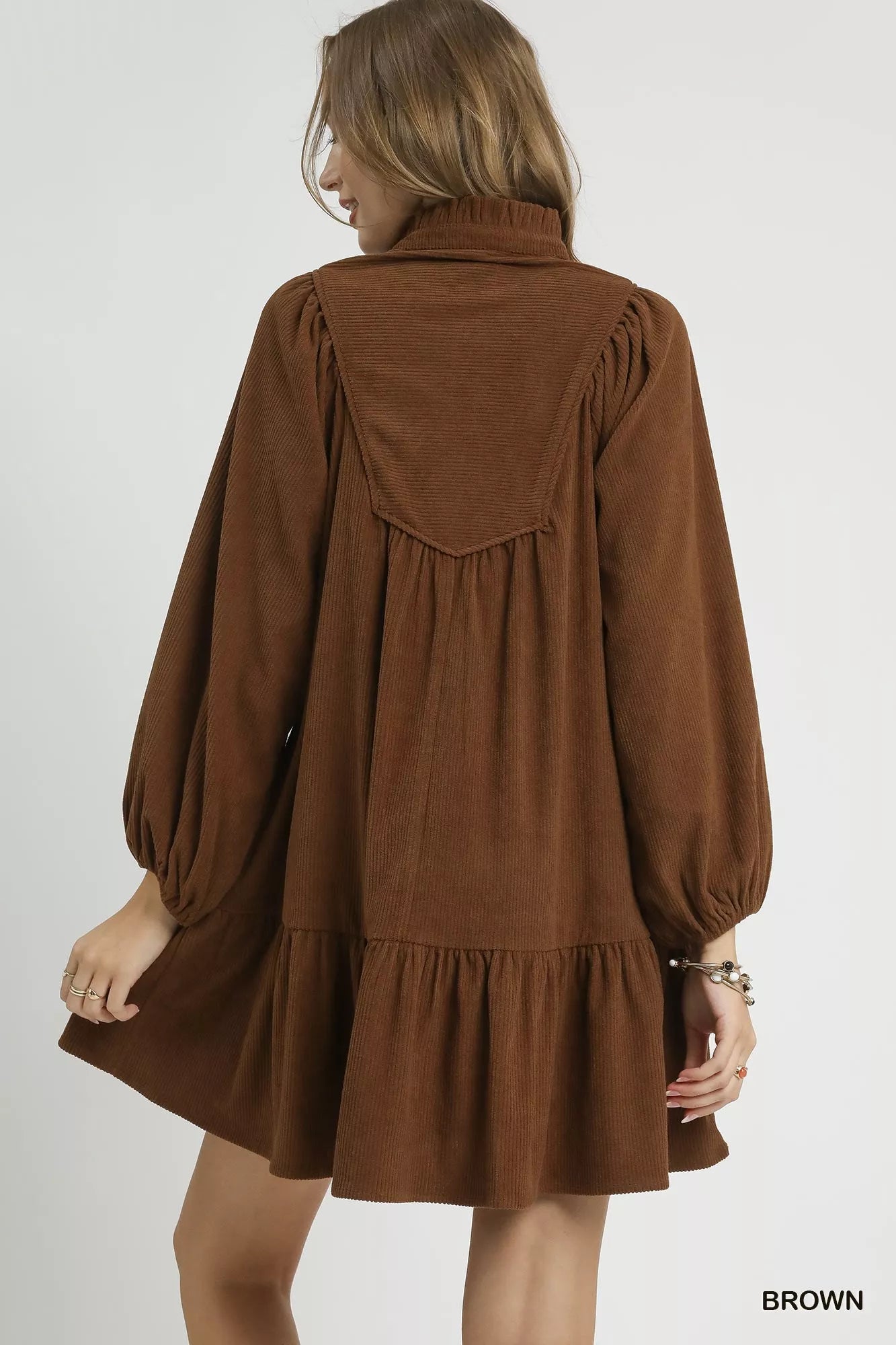 Umgee Corduroy Tiered Babydoll Dress | Mini Dresses Daverri Fashions