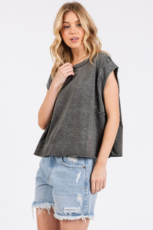 Mittoshop Round Neck Cap Sleeve T-Shirt T-Shirts