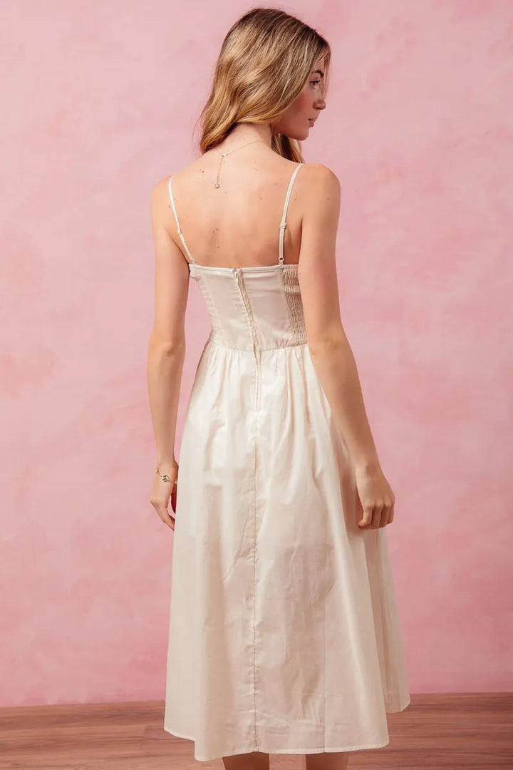 SO ME Smocked Sleeveless Casual Everyday Dress With Slit
