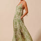 SO ME damask floral sage green cream maxi dress back view