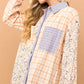 And The Why Floral and Plaid Color Block Shirts with Pocket