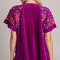 Umgee Full Size Velvet Embroidery Short Sleeve Blouse Blouses