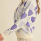 Heart Ribbed Hem Long Sleeve Sweater - DAVERRI FASHIONS