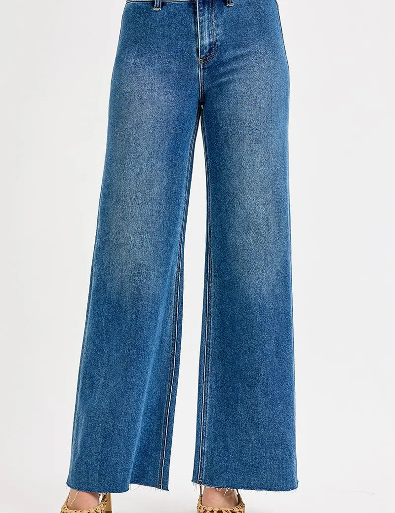 Medium RISEN High-Waisted Wide Leg Jeans | Jeans Daverri Fashions