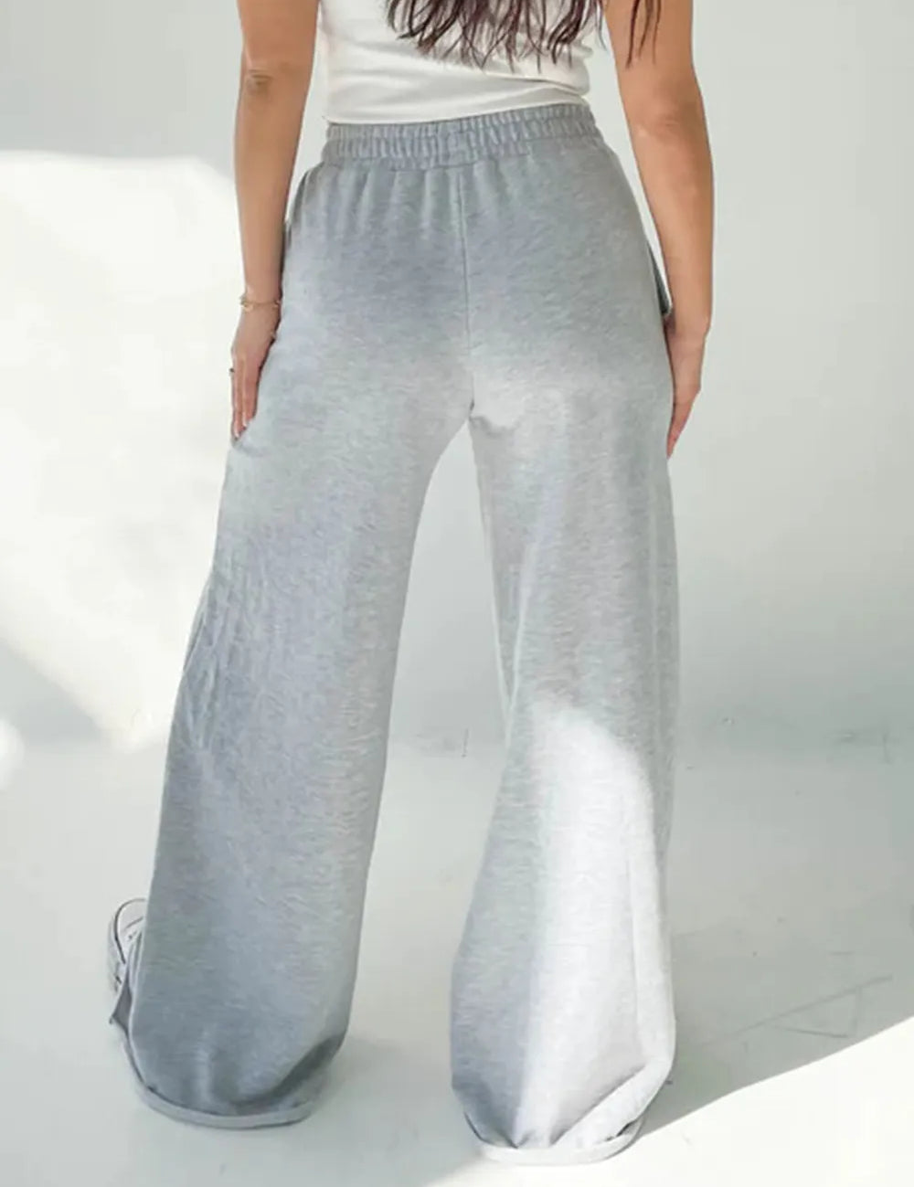 Elastic Waist Wide Leg Pants | Pants Daverri Fashions