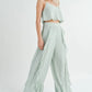 MABLE Crop Cami and Ruffled Wide Leg Pants Set Outfit Sets