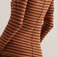 Daverri Fashions Exposed Seam Striped Turtleneck Long Sleeve T-Shirt - DAVERRI FASHIONS