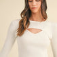 MABLE Cut Out Long Sleeve Ribbed Knit Top