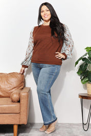 And The Why Full Size Foil Printed Sleeve Top | Tops Daverri Fashions