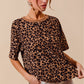 SO ME Leopard Thermal Waffle Knit Loose Fit Top front view