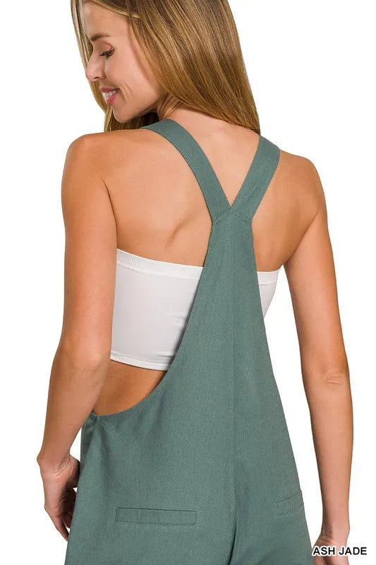Zenana Woven Knot Strap Overalls Overalls