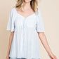 Lime 'N' Chili Thin Striped with Tie Front Babydoll Top SKY BLUE