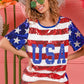 BiBi American Flag Theme USA Lettering Sequin Top Tops