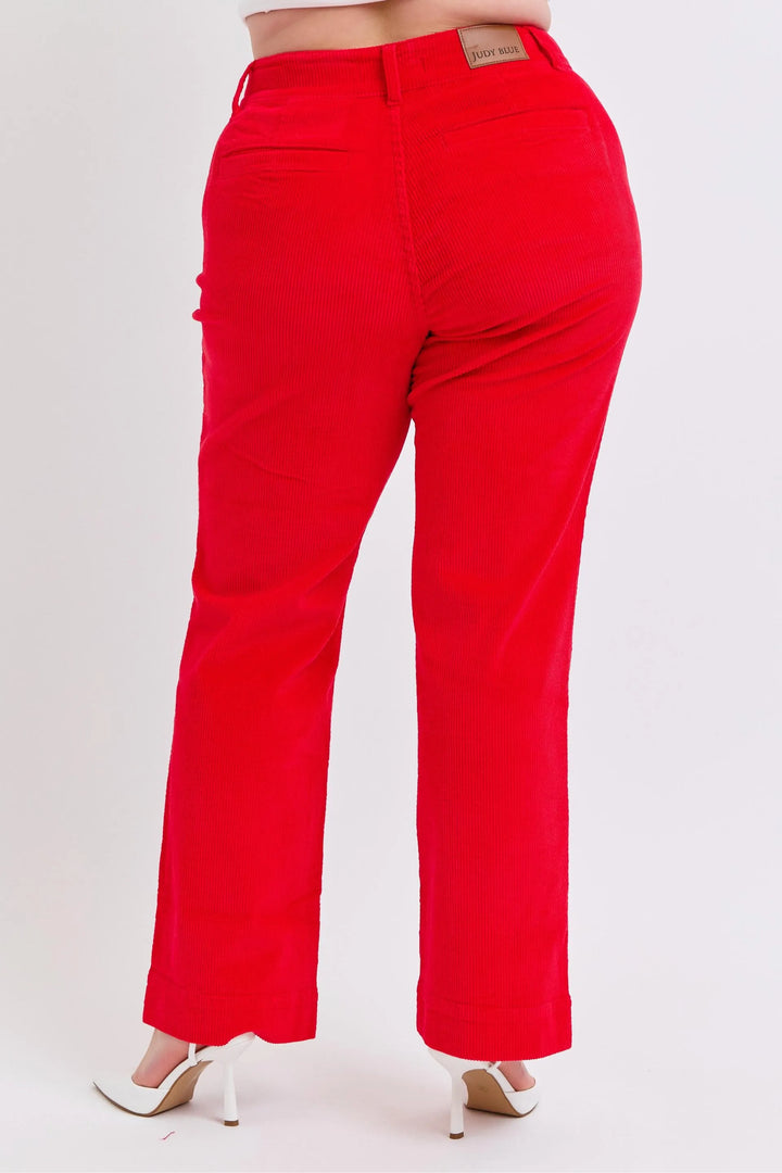 Judy Blue Plus Size High Waist Corduroy Trouser Wide Plus Pants