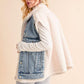 Aemi + Co Denim Patch Sherpa Vest Coat Jackets