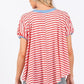 Ces Femme Striped Round Neck Short Sleeve T-Shirt T-Shirts