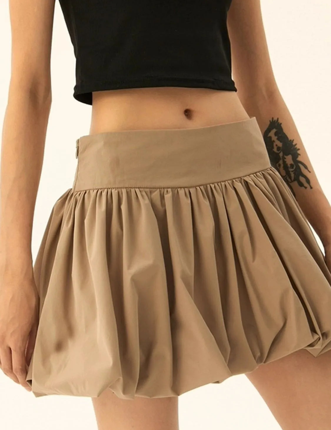 Ruched Bubble Hem Mini Skirt | Skirts Daverri Fashions