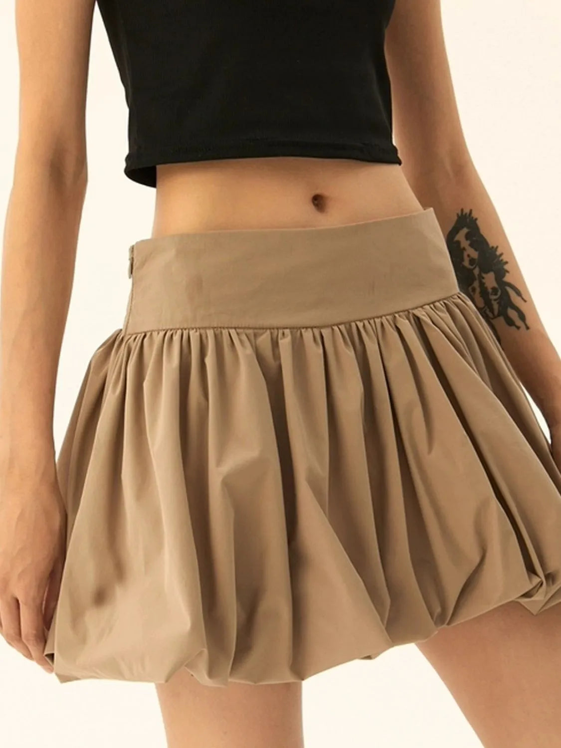 Ruched Bubble Hem Mini Skirt | Skirts Daverri Fashions