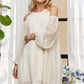 ADORA Cold Shoulder Balloon Sleeve Mini Dress Beige M Mini Dresses