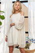 ADORA Cold Shoulder Balloon Sleeve Mini Dress Beige M Mini Dresses