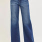 Blue RISEN high-rise wide-leg denim jeans with faded wash