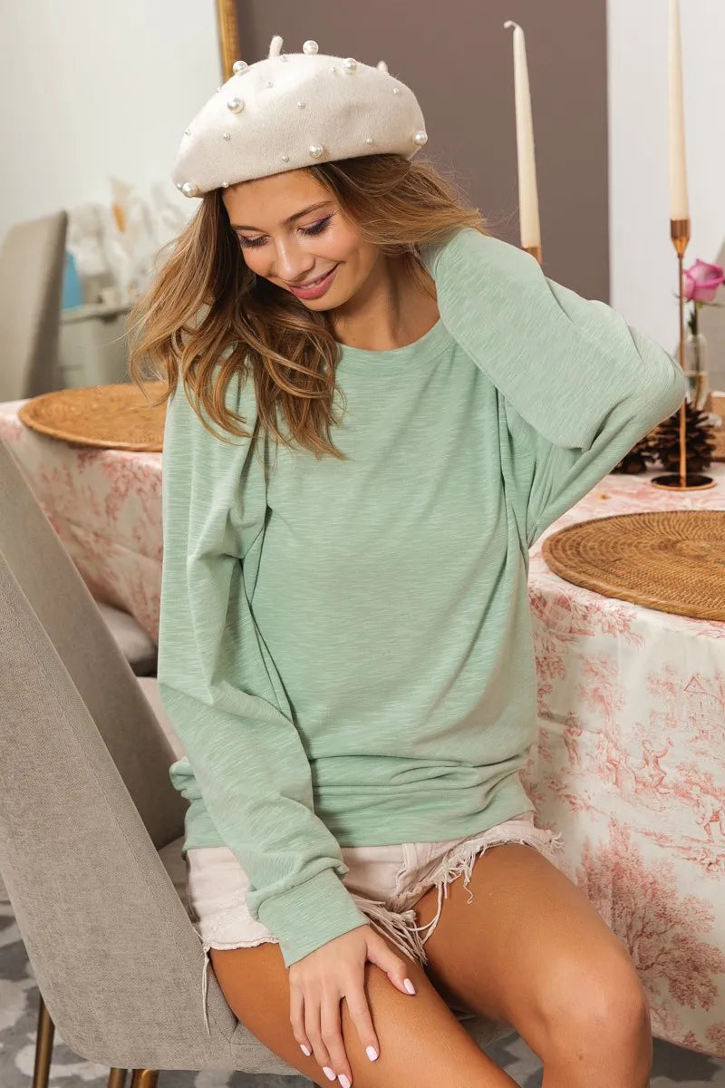 BiBi Slub Terry Puff Shoulder Sweatshirt Sweatshirts