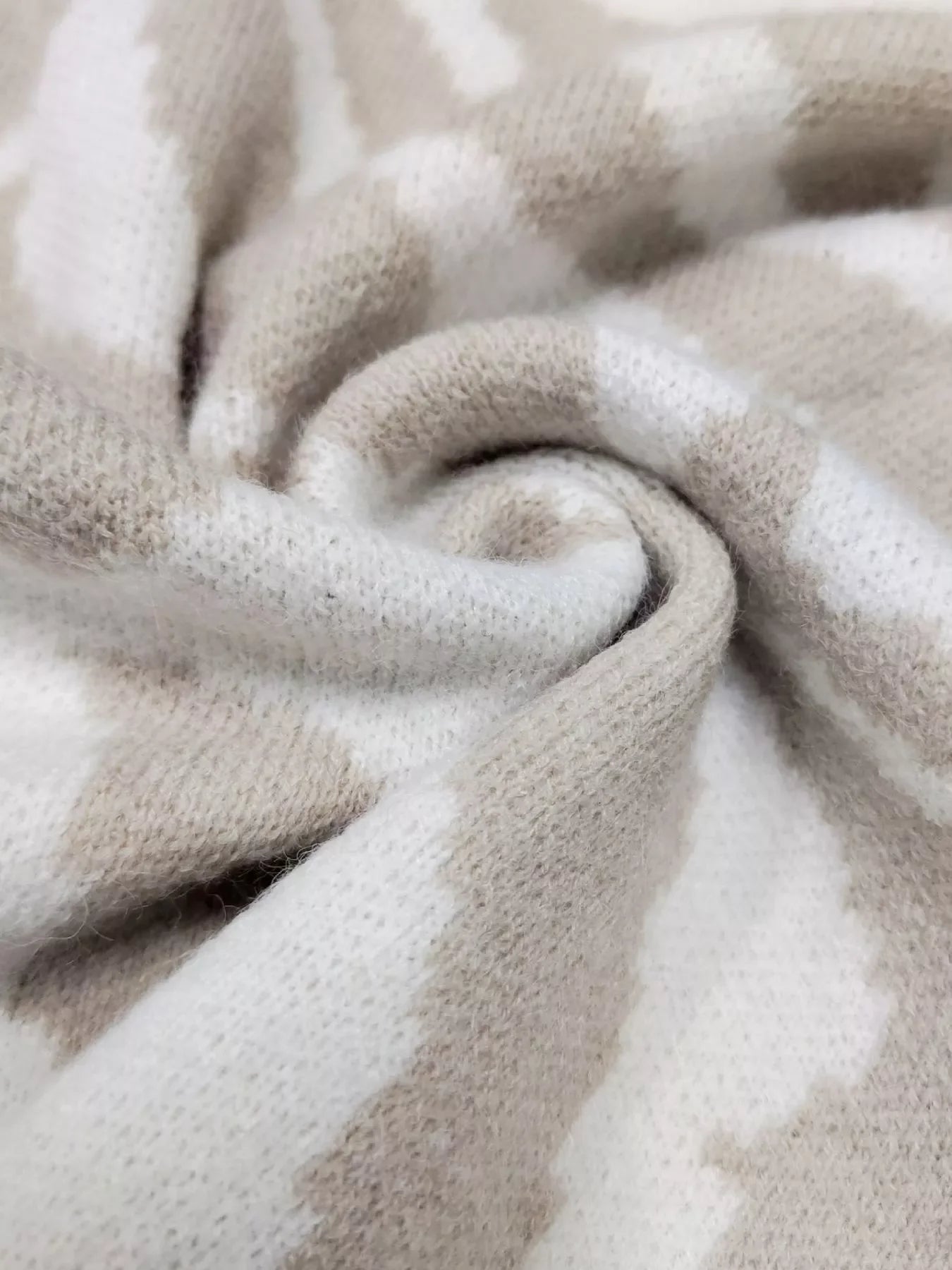 Cozy beige camo fleece blanket in Zebra Print Button Up Cardigan