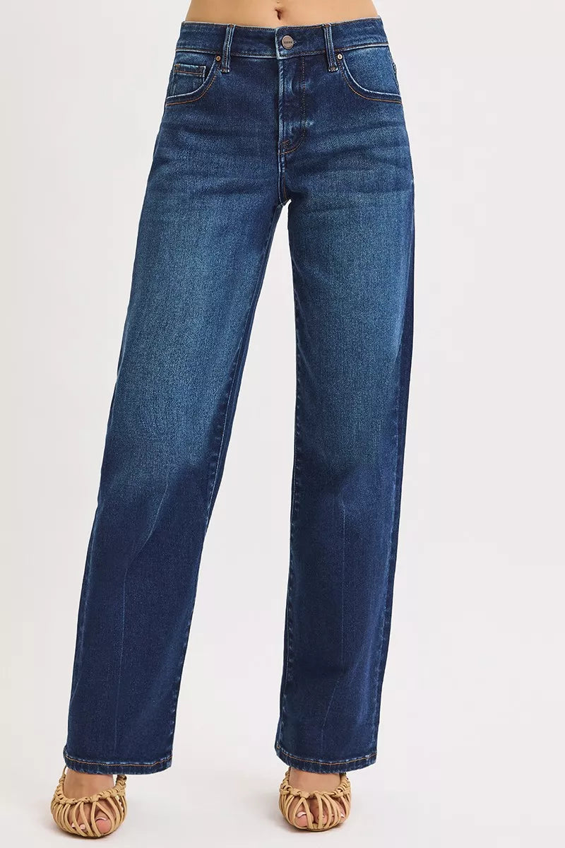 DARK RISEN Mid Rise Wide Baggy Jeans | Jeans Daverri Fashions