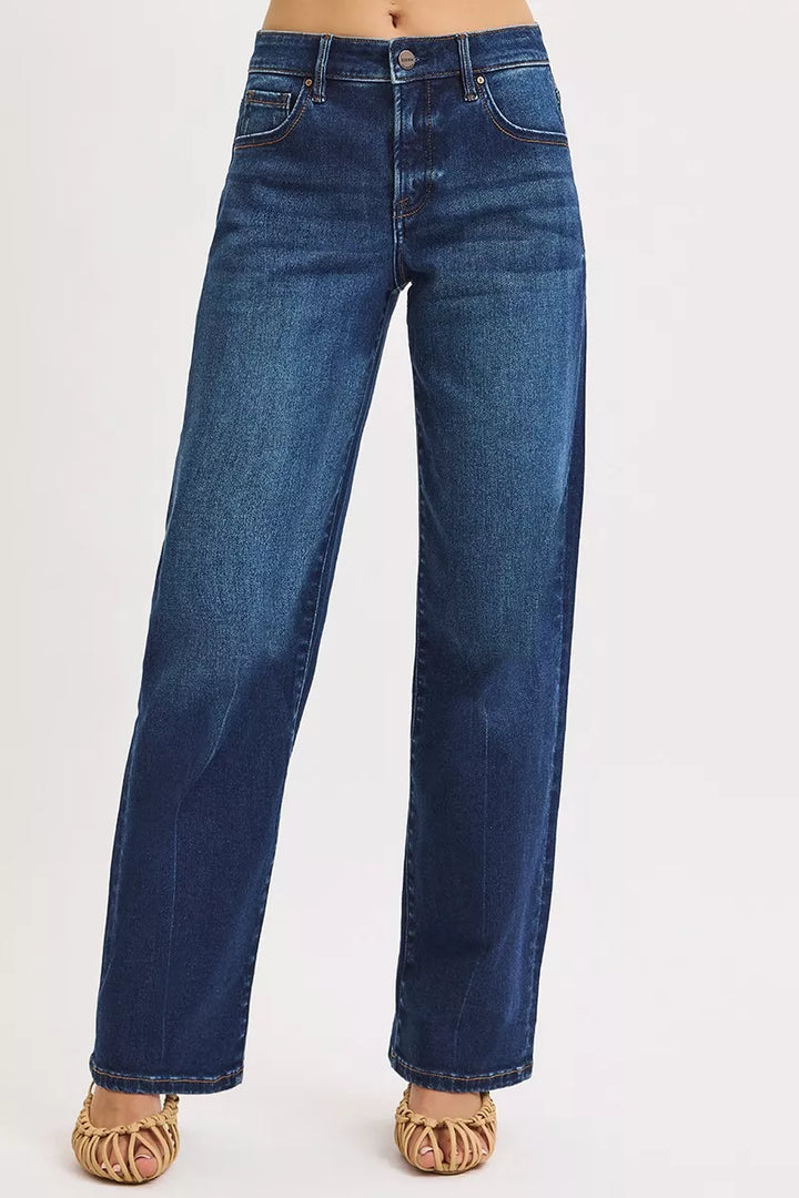 DARK RISEN Mid Rise Wide Baggy Jeans | Jeans Daverri Fashions