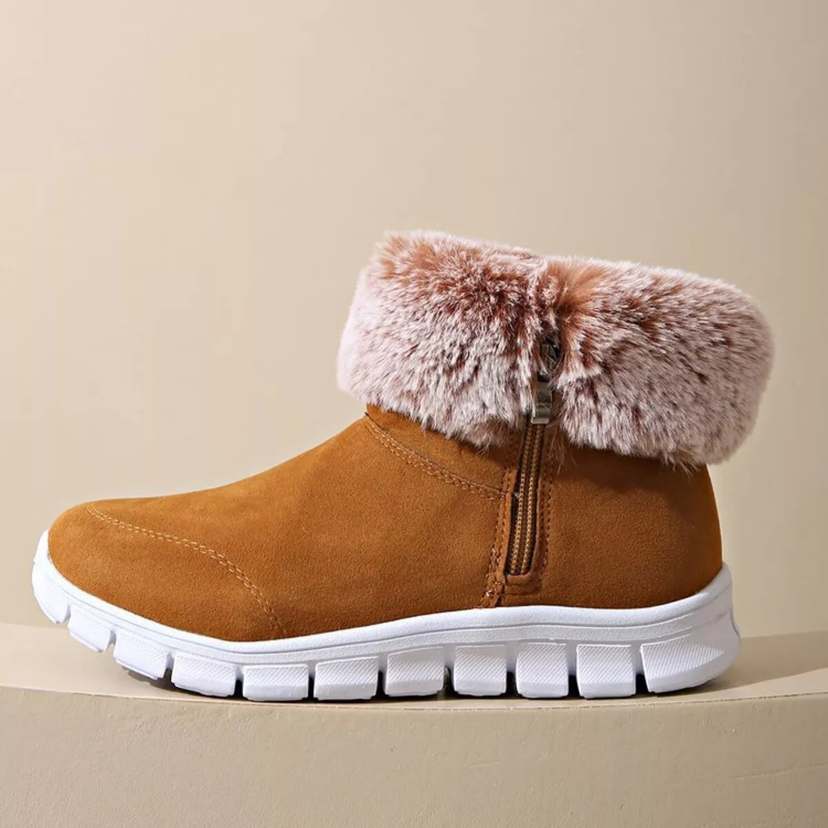 Side Zip Faux Fur Boots | Boots Daverri Fashions