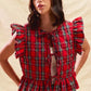 SO ME Christmas Holiday Plaid Ruffled Quilt Vest Top - DAVERRI FASHIONS