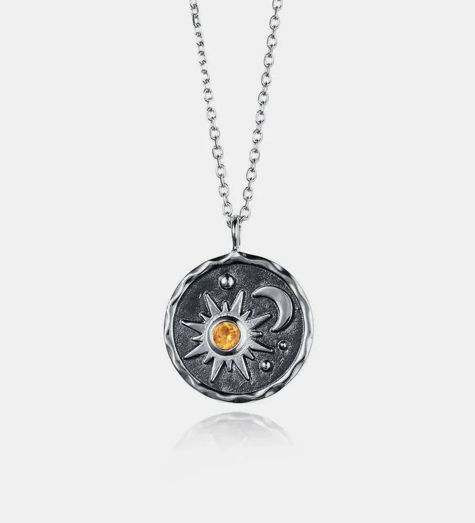 Alloy Inlaid Zircon Sun & Moon Necklace - DAVERRI FASHIONS