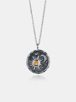 Alloy Inlaid Zircon Sun & Moon Necklace - DAVERRI FASHIONS