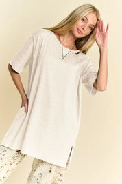 Davi & Dani Short Sleeve Side Slit T-Shirt with Pockets | Daverri Fashions