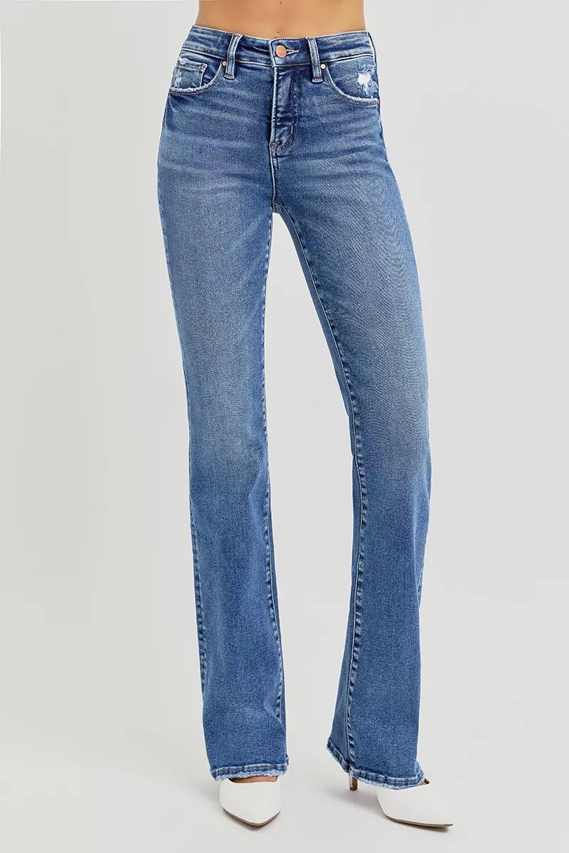 DARK RISEN Full Size Tummy Control High Rise Straight Jeans Plus Size | Jeans Daverri Fashions