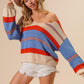 BiBi Multi Color Stripe Scoop Neck Sweater - DAVERRI FASHIONS