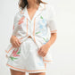 MABLE Embroidered Button Down Shirt and Shorts Set Orange S Outfit Sets