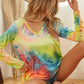 BiBi Tie Dye Long Sleeve V-Neck T-Shirt - DAVERRI FASHIONS