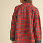 Annie Wear Contrast Plaid Long Sleeve Top and Shorts Set Short Sets
