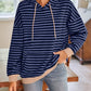 Lovelet Drawstring Striped Long Sleeve Hoodie - DAVERRI FASHIONS
