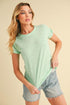 Aemi + Co Lettuce Edge Round Neck Short Sleeve T-Shirt Light Green S T-Shirts