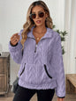 Cozy Sherpa Half Zip Sweatshirt - DAVERRI FASHIONS